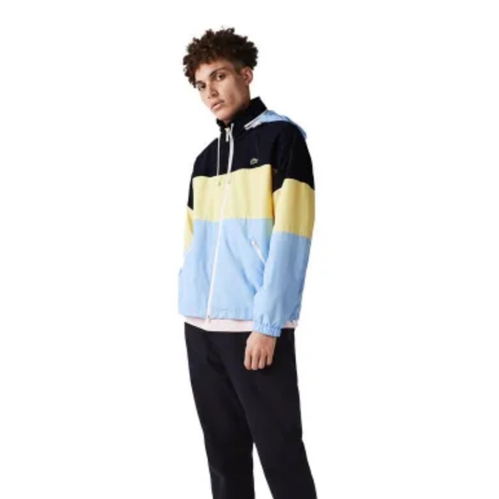 Lacoste Color Block Windbreaker - Black, Yellow, Light Blue